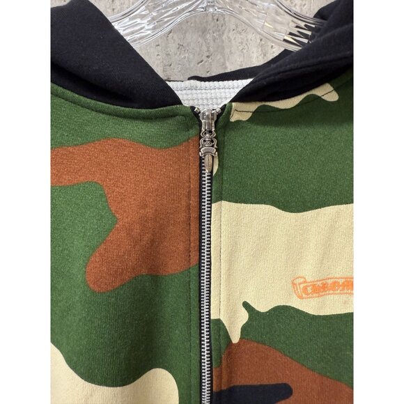 Chrome Hearts Camo Hoodie Jacket With Caution Graphic & Teeth Print Design - Picture 12 of 14